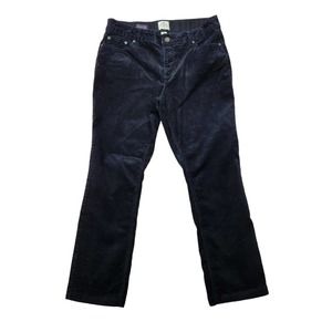 St. John's Bay Womens Corduroy Pants Size 12 Solid Black Straight Leg Stretch